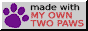 A paw icon, along with text saying 'made with MY OWN TWO PAWS'